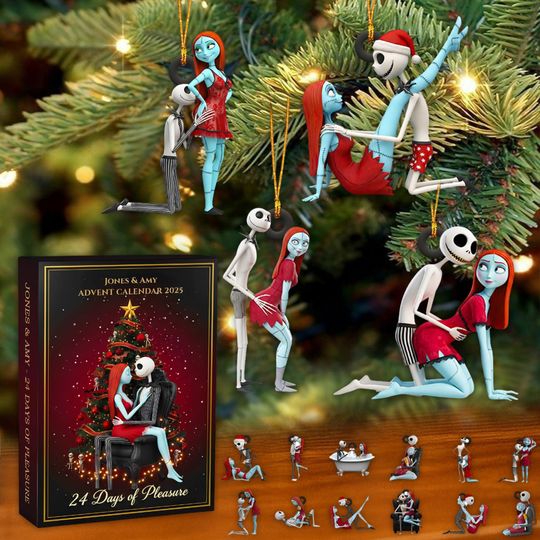 Discover Naughty Skeleton Couple Ornaments, Sexy Gothic Decor, Dark Holiday Gift, Funny Nightmare Tree Decoration, Custom Box