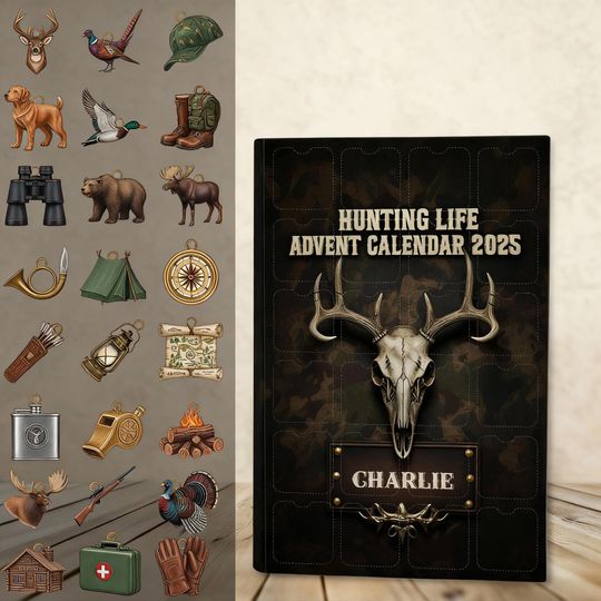 Discover Hunting Life Advent Calendar 2025, 24 Days Ornaments, Outdoor Gear & Wildlife Decor, Hunter Christmas Gift