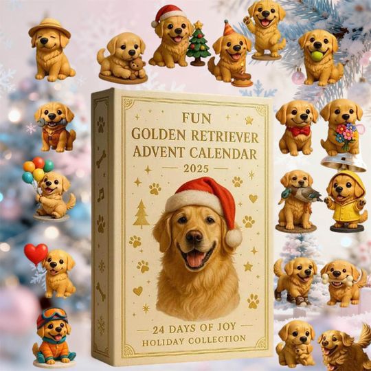 Dog Advent Calendar 2025, 24 Days of 2D Acrylic Christmas Ornaments, Collectible Mini Figures, Novelty Gag Gift, Funny Gifts For Dog Lovers