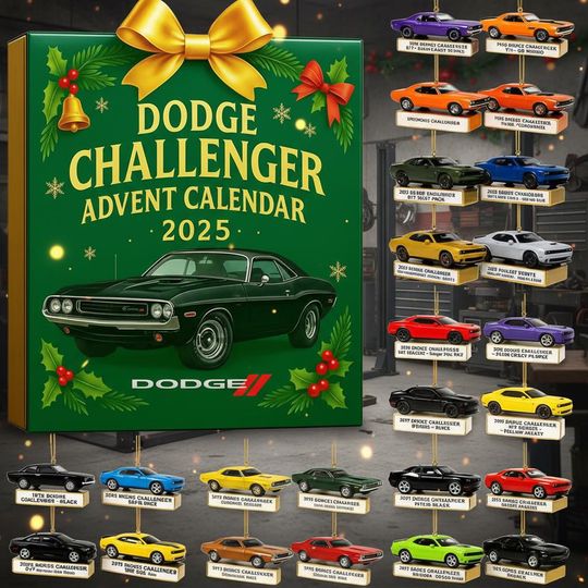 Muscle Car Advent Calendar 2025, 24 Classic Car Miniatures, Holiday Countdown Gift Box for Men & Collectors, Vintage Car Models