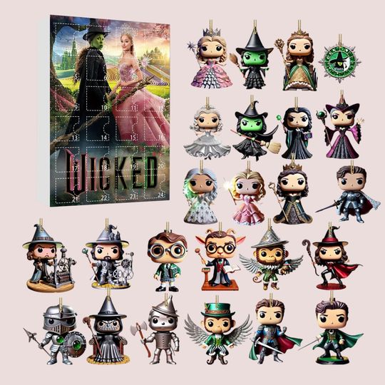 2025 New Wicked Christmas Advent Calendar Glinda Elphaba Gift Blind Box 2D Flat Acrylic Iconic Decoration Collectibles Birthday Gifts