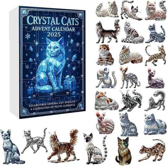 Discover 2D Acrylic Crystal Cats Advent Calendars 2025,24 Day Cat Ornaments Christmas Countdown Calendar, Cute Kitten Acrylic Pendant xmas Tree Decor