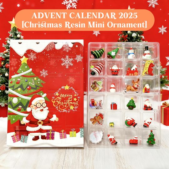 Discover Advent Calendar 2025, Tearable Blind Box, Resin Santa Claus, Christmas Tree, Snowman Ornament, Christmas Countdown 24 Days Gift Box