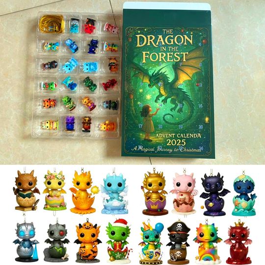 Discover Forest Dinosaurs Arrival Calendar 2025:24 2D Acrylic Christmas Ornament,Surprise Blind Box,A Christmas Gift For A Friend,Acrylic Dinosaur