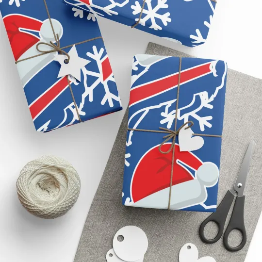 Buffalo Bills Wrapping Papers, Christmas Gift Wrap, Football Team Presents