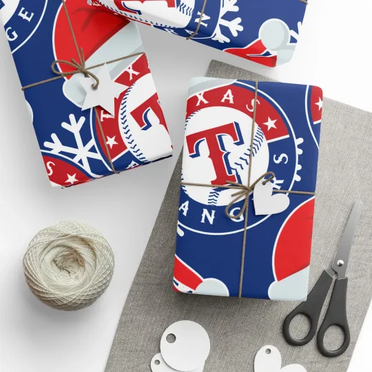 Discover Texas Rangers Gift Wrapping Paper, Baseball Team Holiday