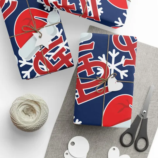 St. Louis Cardinals Gift Wrapping Paper, Baseball Team Holiday