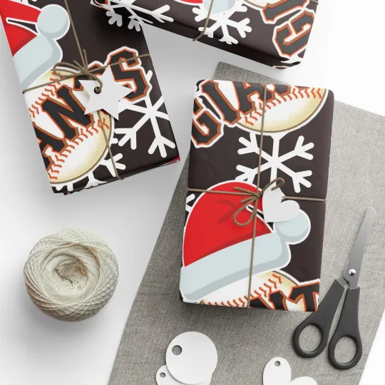 San Francisco Giants Gift Wrapping Paper, Baseball Team Holiday