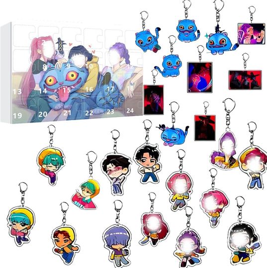 Discover Anime Movie Korean Idol Demon Hunter Advent Calendar 2025, Christmas Holloween Gifts of Demon Merch Keychain Countdown Calendar Blind Box, 24pcs Acrylic Charm Ornament Decorations for Kids/Girls/Teens