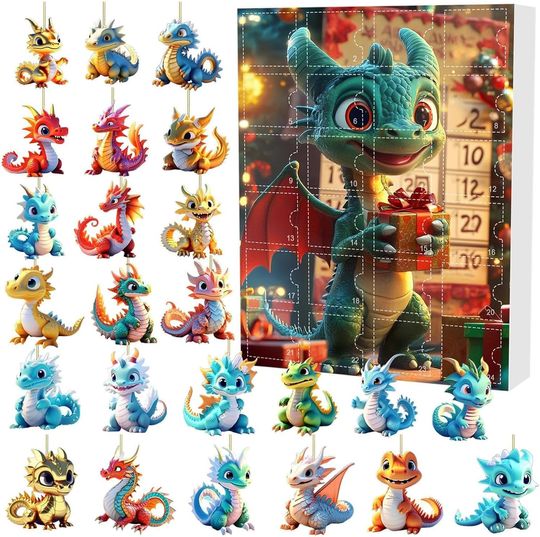 Discover Dragon Baby Acrylic Ornaments Advent Calendars 24 Days Christmas Countdown Calendars Surprise Boxes Sets, Christmas Tree Decor