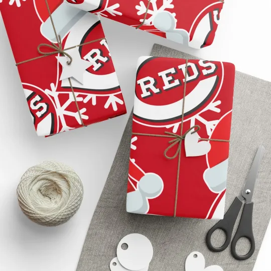Discover Cincinnati Reds Wrapping Papers, Christmas Gift Wrap, Baseball Team Holiday