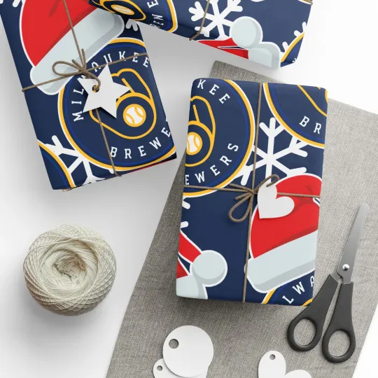 Milwaukee Brewers Wrapping Papers, Christmas Gift Wrap, Baseball Team Holiday