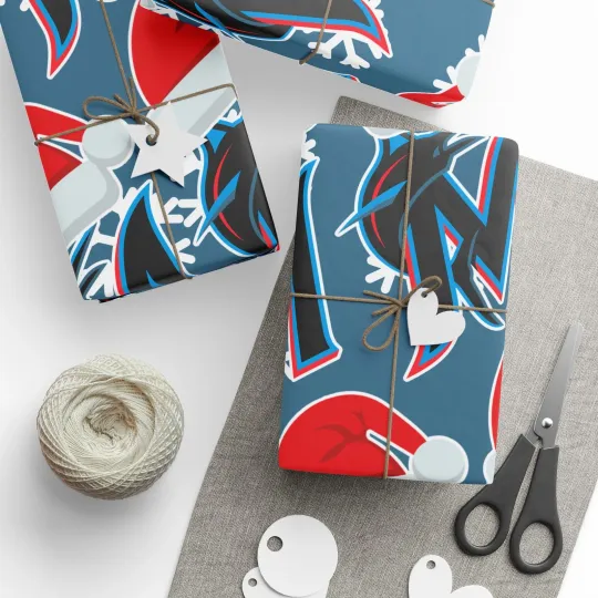 Discover Miami Marlins Wrapping Papers, Christmas Gift Wrap, Baseball Team Holiday