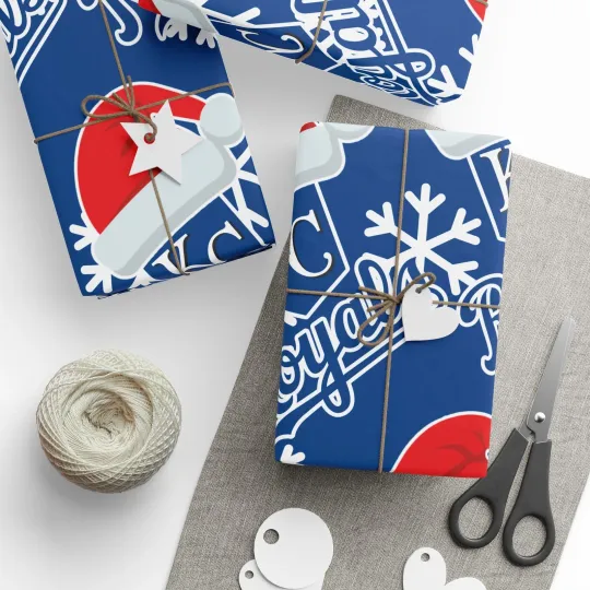 Kansas City Royals Wrapping Papers, Christmas Gift Wrap, Baseball Team Holiday