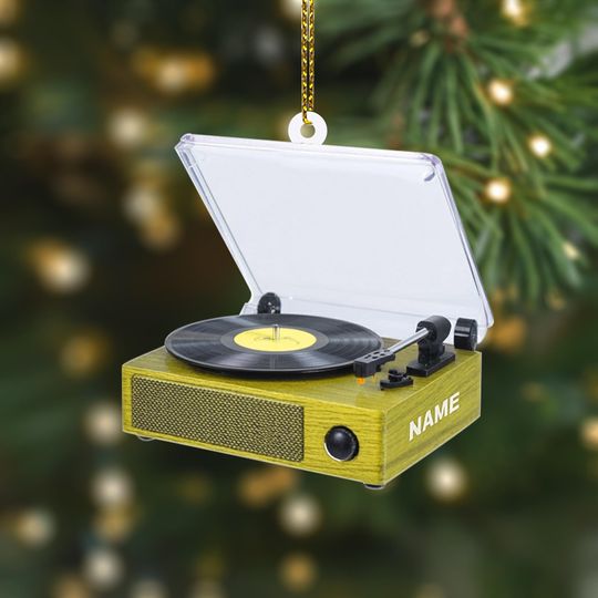 Discover Personalized Retro Vinyl Ornament  Turntable Christmas Decor  Music Themed Tree Gift  Name Custom Record Player Hanging