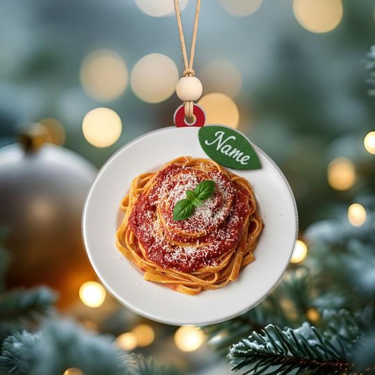 Discover Personalized Pasta Ornament  Custom Acrylic Plate of Spaghetti with Name  Funny Christmas Tree Gift for Italian Food Lovers & Foodies 2025