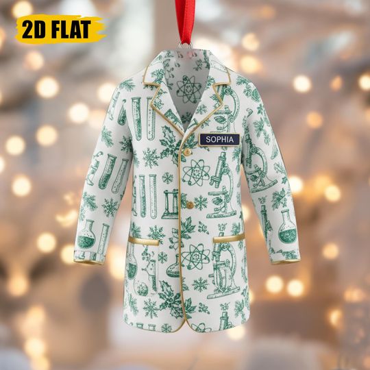 Discover Personalized Scientist Ornament  Custom Acrylic Lab Coat Christmas Ornament with Name Tag, Chemistry Design 2D Flat Gift