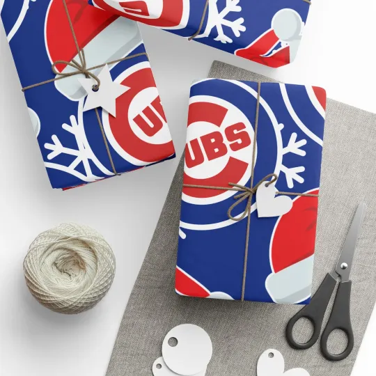 Discover Chicago Cubs Wrapping Papers, Christmas Gift Wrap, Baseball Team Holiday