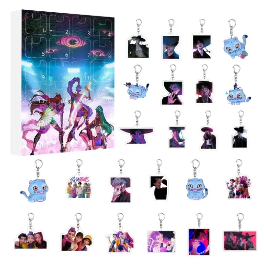 Discover Kpop Demon Hunters Advent Calendar 2025 Halloween 24 Keychain Countdown Toys