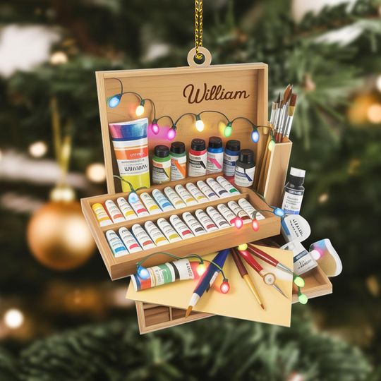 Discover Personalized Artist Ornament , Paint Box Ornament, Art Supply Christmas Gift, Painter Ornament for Creatives