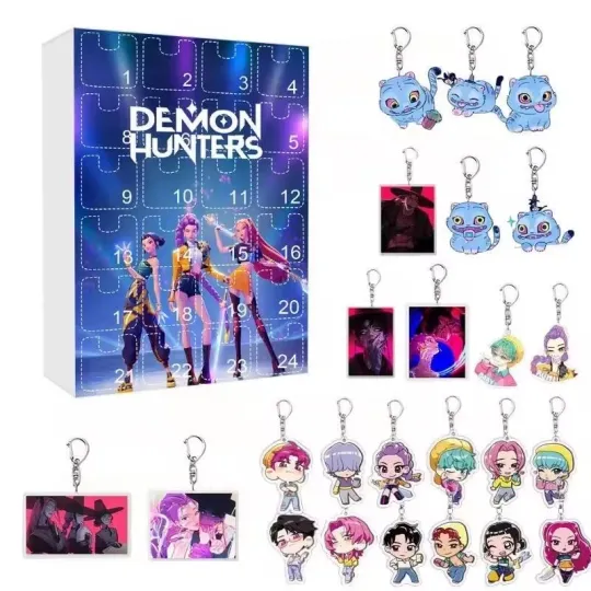 Discover KPOP Demon Hunters Advent Calendar 2025, 24 Day Resin Charms Keychain Box