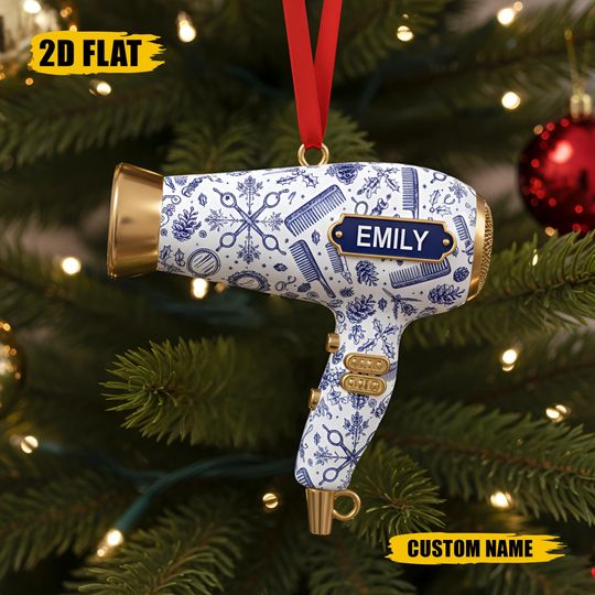 Discover Personalized Hair Dryer Ornament, Christmas Tree Decor for Hairdressers, Stylists, Salon Owners, Cosmetologists