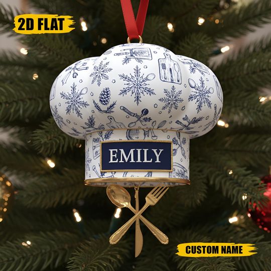 Discover Personalized Chef Hat Ornament, Christmas Tree Decoration for Cooks, Bakers, Culinary Students, Food Lovers