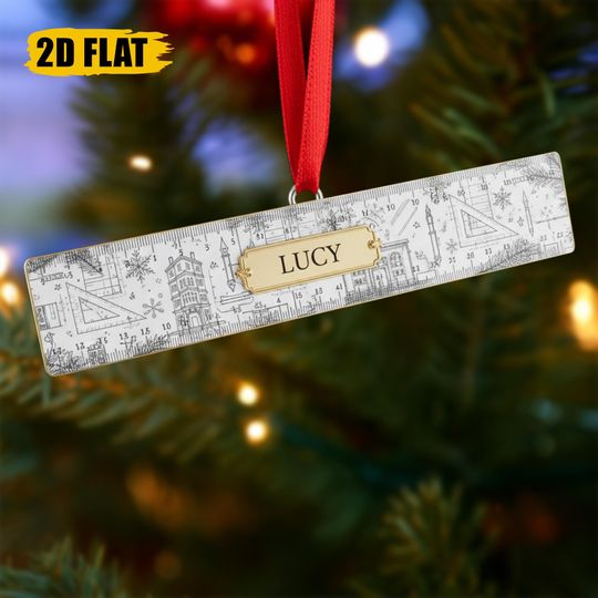 Discover Personalized Engineer Ornament, Ruler Christmas Ornament with Name Tag, Architecture Gift