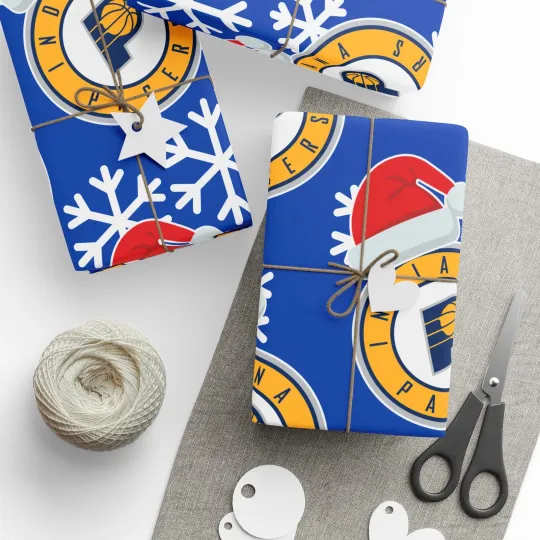 Indiana Pacers Gift Wrapping Paper for Holidays, Christmas Basketball