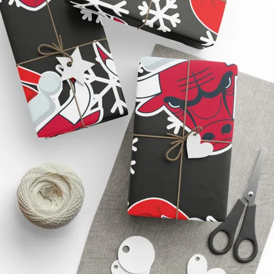 Discover Chicago Bulls Gift Wrapping Paper for Holidays, Christmas Basketball