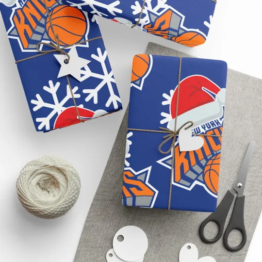 Discover New York Knicks Gift Wrap for Holidays, Christmas Basketball Wrapping Paper