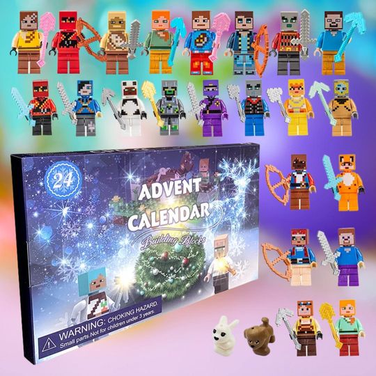 Discover Acrylic Advent Calendar Blind Box, 24pcs Superhero Building Blocks Countdown Box, Holiday Figure Action Model Toys
