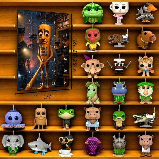 Discover 2025 New Italian Brainrot Tung Sahur Advent Calendar, Meaningful Gift for Music Fans, 24pcs Christmas Countdown Decoration Toy