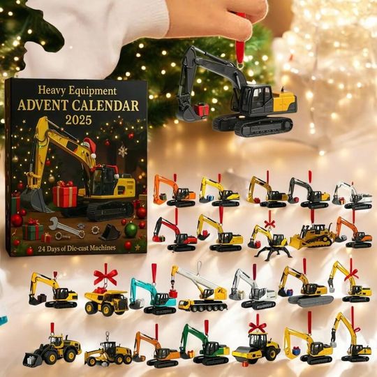 Discover Excavator Heavy Equipment Advent Calendar Excavator Advent Calendar 2D Flat Building Decoration 24 Day Christmas Countdown Calendar