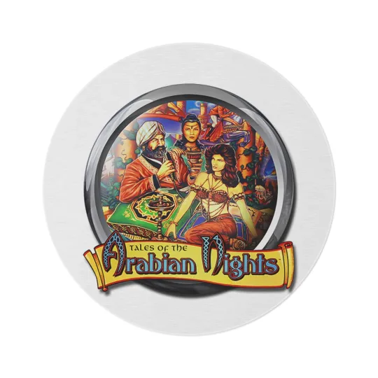 Discover Tales of the Arabian Nights pinball round area Rug,game room decorations,arcade