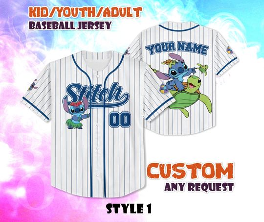 Discover CUSTOM Stitch Baseball Jersey, Disneyland Baseball Shirt, Personalized Disney Stitch Jersey, Magic Kingdom Shirt, Birthday Gifts