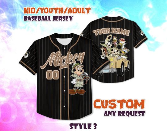 Discover CUSTOM Mickey Mouse Baseball Jersey, Disneyland Baseball Shirt, Mickey And Friends Team Jersey Shirt, Magic Kingdom Shirt, Birthday Gifts