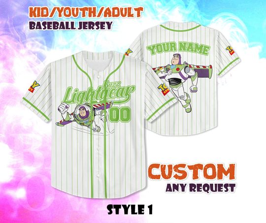 Discover CUSTOM Buzz Lightyear Toy Story Baseball Jersey, Personalized Disney Toy Story Buzz Lightyear Jersey, Disney Gift for Fans, Birthday Gifts