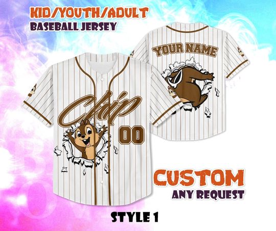 Discover CUSTOM Chip Baseball Jersey, Disney Chip Jersey Shirt, Personalized Chip Jersey, Magic Kingdom Shirt, Disney Gift for Fans, Birthday Gifts