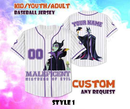 Discover CUSTOM Maleficent Mistress of Evil Baseball Jersey, Disney Villain Jersey Shirt, Halloween Maleficent Baseball Jersey, Birthday Gifts