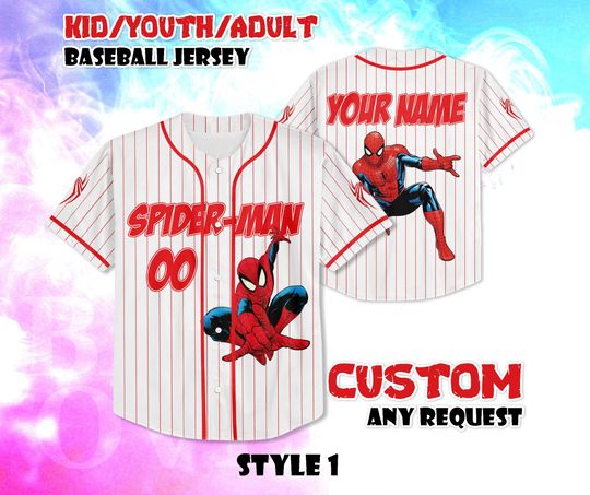 Discover CUSTOM Spider Man Baseball Jersey, Spider-Man Movie Jersey Shirt, Personalized Spider Man Jersey, Superhero Shirt, Birthday Gifts