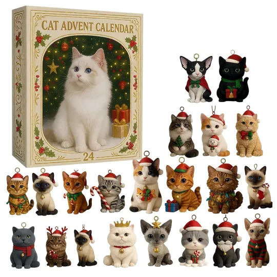 Discover Christmas Advent Calendar 2025 Collectible Funny 2D Cat Blind Box 24 Days Gifts