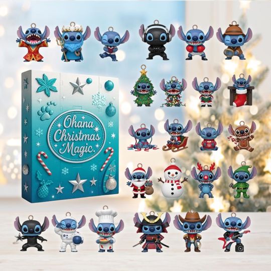 Discover Alien Character Advent Calendar, 24 Blue Creature Ornaments, Christmas Countdown Gift, Sci Fi Fan Decor, Fun Holiday Hanging