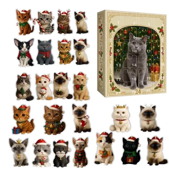 Discover Christmas Countdown Cat Advent Calendar 24 Days of Festive 2D Blind Boxes Gifts