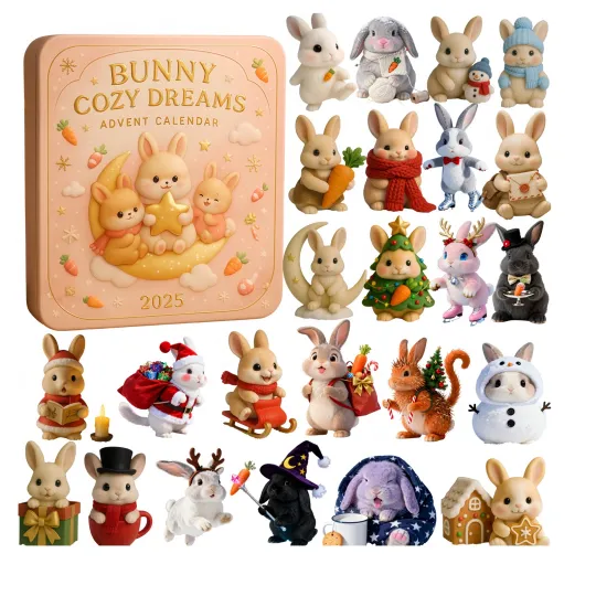Discover Christmas Countdown Bunny Cozy Dreams Advent Calendar 24 Days 2D Blind Box Gift