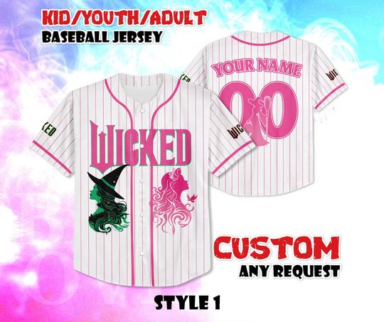 CUSTOM Wicked Baseball Jersey, Elphaba And Glinda Baseball Shirt, Musical Movie Jersey, Wicked Gift for Fans, Birthday Gifts