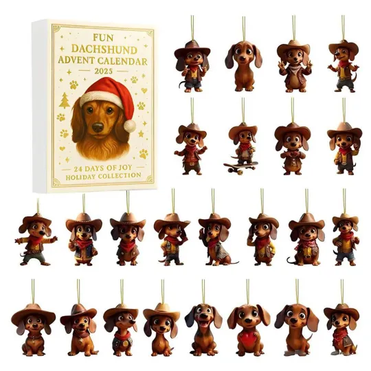 Discover Christmas Countdown Fun Dachshund Advent Calendar 24Days of Festive 2D Blind Box