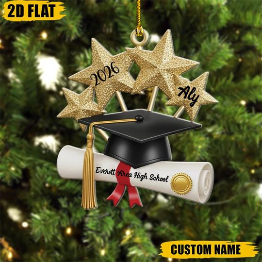 Graduation Ornament 2026, Personalized Custom Name Grad Gift, High School College Decor, Christmas Keepsake Ornament