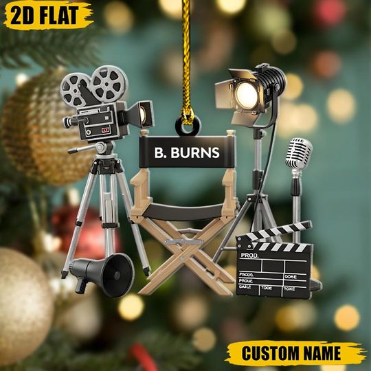 Personalized Movie Director Ornament, Custom Filmmaker Gift, Christmas Tree Decor, Hollywood Film Lover Keepsake, Custom Name Xmas Ornament