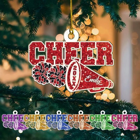 Discover Personalized Cheer Ornament, Cheerleader Christmas Gift, Custom Cheerleading Ornament, Cheer Mom Gift, Cheer Team Gift, Cheer Squad Dcor